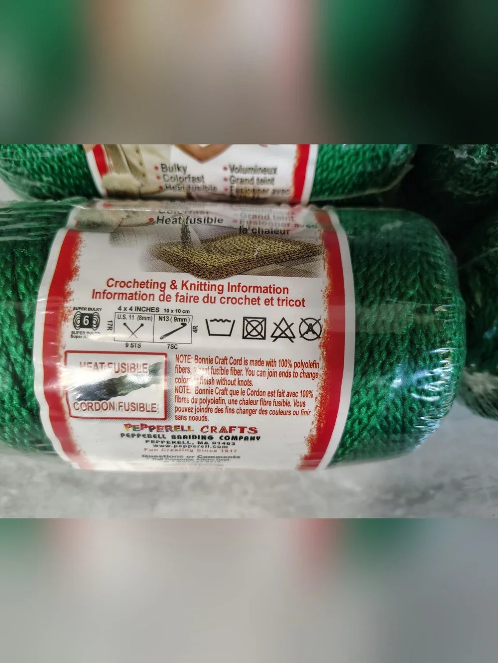 Lot of 4 Vintage Bonnie Macrame Craft Cord 4mm 100 Yds Green NOS